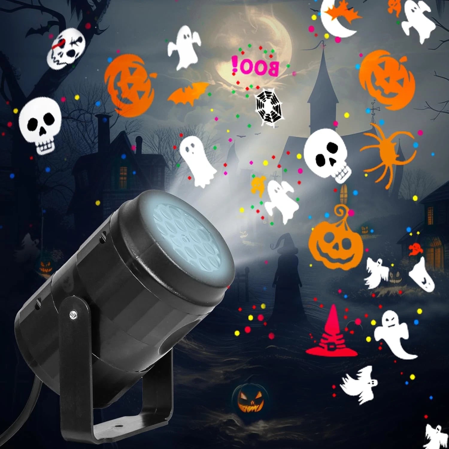 Projection lights Halloween themed