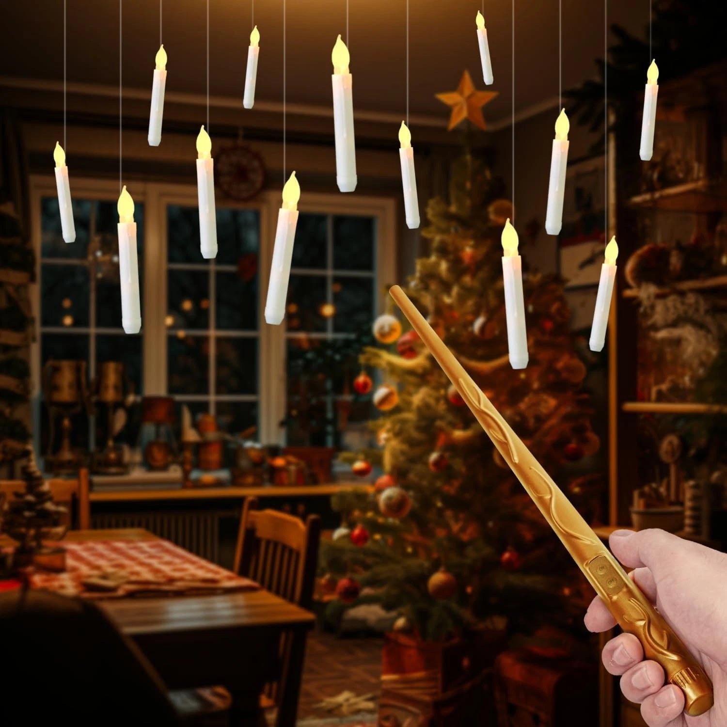 Floating candles including wand