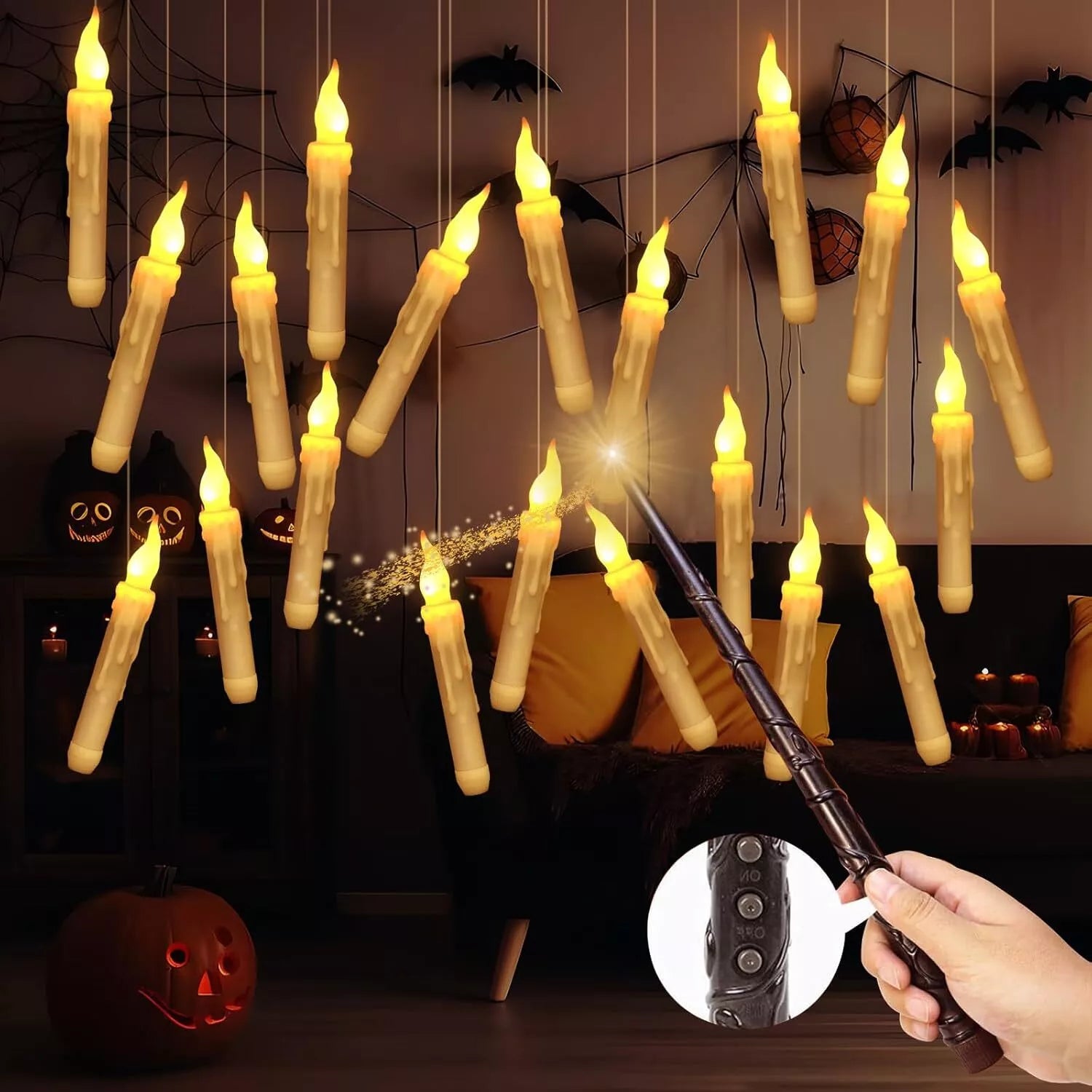 Floating candles including wand